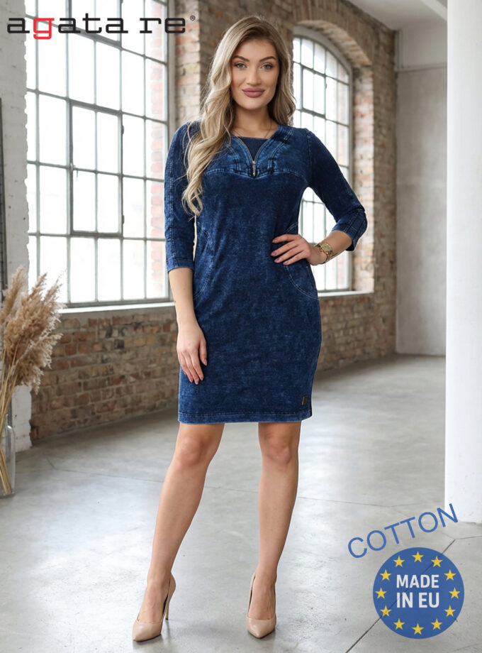 Sukienka jeansowa Emilia rękaw 3/4